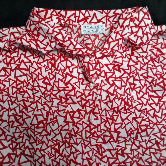 Vintage Stacey Michaels Triangles Polyester Disco Shirt - Picture 1 of 4